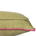 coussin salon rectangle vert clair jade lisere rose lin coton