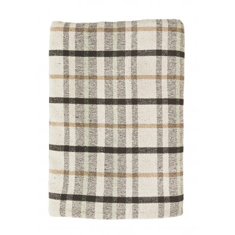 couvre lit tartan ecossais blanc ecru beige marron coton madam stoltz