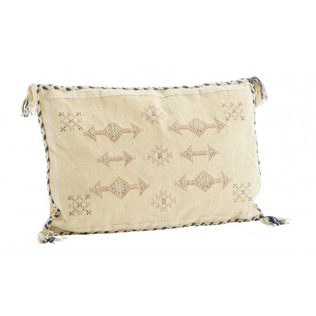 coussin brode boho beige rectangulaire coton madam stoltz