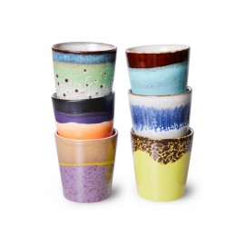 set de 6 gobelets cafe ceramique multicolores hkliving pluto