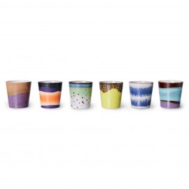 set de 6 gobelets cafe ceramique multicolores hkliving pluto