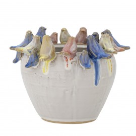 cache pot sculpture oiseaux multicolore eanna