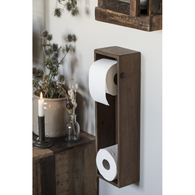 porte papier toilette mural reserve rouleaux bois fonce ib laursen - Kdesign