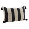 madam stoltz housse de coussin salon lin grosse rayures naturel pompons