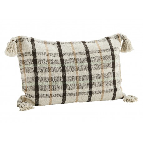 coussin a carreaux rectangulaire blanc beige marron  madam stoltz