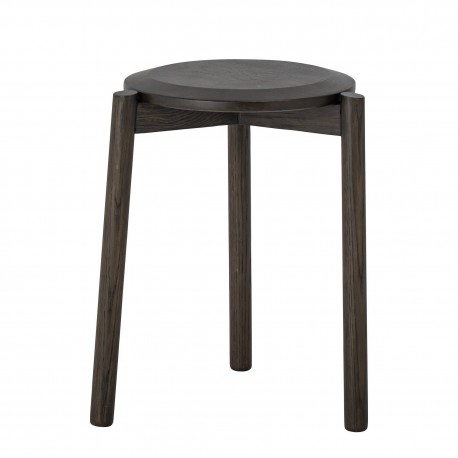 tabouret rond table d appoint bois de chene fonce brun bloomingville gil