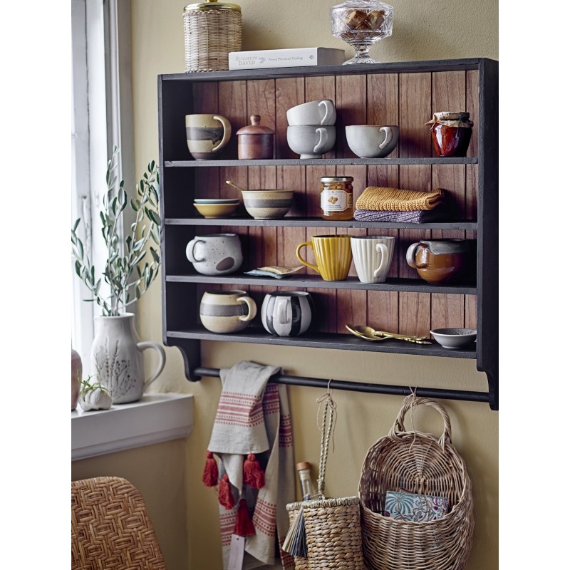 bloomingville etagere murale cuisine tiroirs bois fonce style campagne -  Kdesign