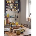 etagere murale ouverte cuisine vaisselle bois noir brun bloomingville