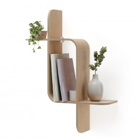 etagere murale minimaliste modulable arrondie bois clair umbra montage