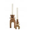 bougeoir graphique design bois sculpte acacia madam stoltz set 2