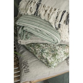 ib laursen plaid raye vert coton franges