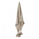 plaid coton laine beige naturel rayures pompons bloomingville giovanna