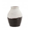 madam stoltz vase rustique gres marron blanc