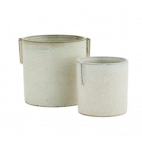 madam stoltz cache pot droit blanc creme gres set de 2