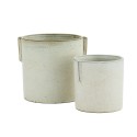 madam stoltz cache pot droit blanc creme gres set de 2