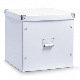 Boîte de rangement cubique blanche en carton Zeller 