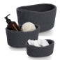 panier rangement salle de bains coton noir set de 3 zeller