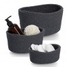 panier rangement salle de bains coton noir set de 3 zeller