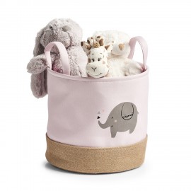 panier rangement jouets enfants tissu rose jute zeller éléphant