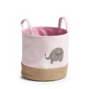 panier rangement jouets enfants tissu rose jute zeller éléphant