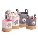 panier rangement jouets enfants tissu rose jute zeller éléphant