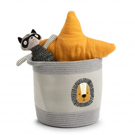 panier rangement enfants peluches gris tissu animaux zeller