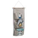 paniers suspendu rangement jouets enfants tissu gris animaux zeller