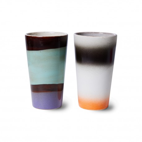 hkliving tasse gobelet a cafe gres multicolore set 2