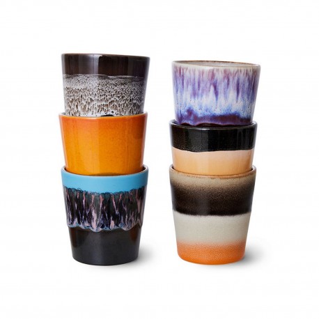 hkliving mugs a cafe gres multicolores stellar set de 6