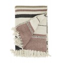 plaid coton recycle beige brun marron franges madam stoltz