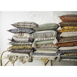 grand coussin rectangulaire coton bleu raye franges madam stoltz