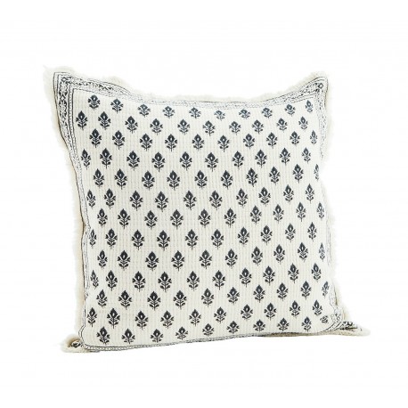 housse de coussin noir blanc imprime indien madam stoltz 50x50 cm