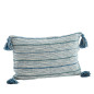 madam stoltz housse coussin rectangulaire bleu pompons coton recycle madam stoltz housse coussin rectangulaire bleu pompons coton recycle