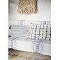 madam stoltz housse coussin rectangulaire bleu pompons coton recycle madam stoltz housse coussin rectangulaire bleu pompons coton recycle