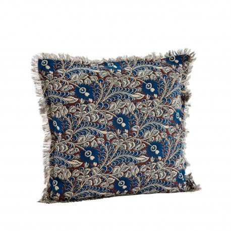 housse coussin salon imprime poetique bleu nuit marron  madam stoltz