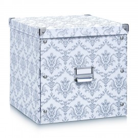 boite decorative cube carton bleu imprime romantique zeller