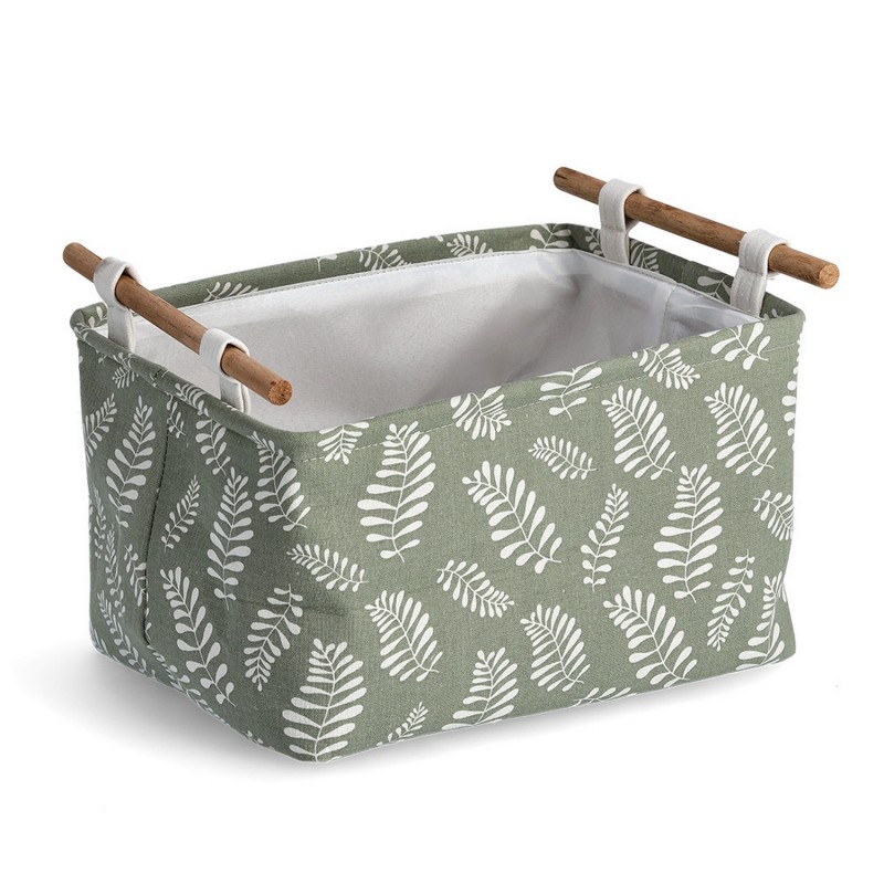 panier tissu rangement salle de bains vert imprime vegetal zeller - Kdesign