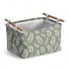 panier rectangulaire tissu imprime vert rangement salle de bains zeller