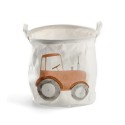 panier chambre enfant rangement jouets toile blanc tracteur zeller