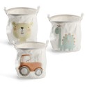 panier chambre enfant rangement jouets toile blanc tracteur zeller