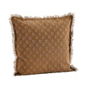 madam stoltz housse de coussin coton imprime marron noisette