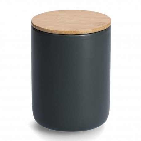 Pot de conservation design céramique gris anthracite couvercle en bambou Zeller 1,5 L