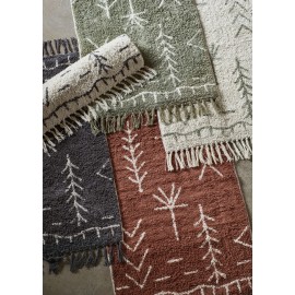 madam stoltz tapis de bain ou descente de lit tufte motif ethnique vert