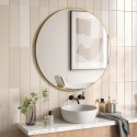 Grand miroir mural rond cadre laiton Umbra Hubba