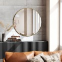 Grand miroir mural rond cadre laiton Umbra Hubba