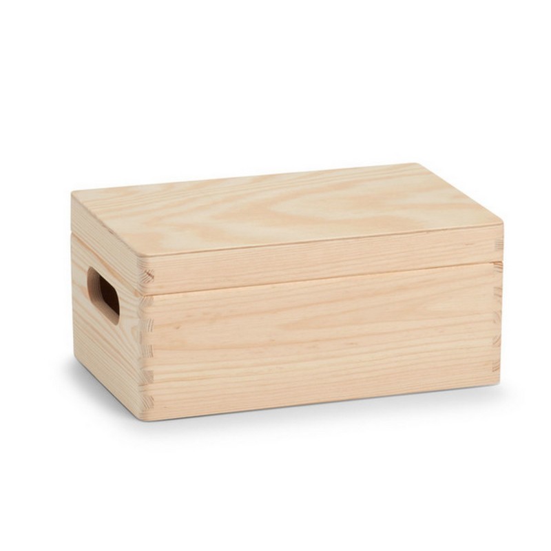 Petite boîte de bois rectangulaire 6.75''x3''x3'' avec couvercle refermable  - Colorantic
