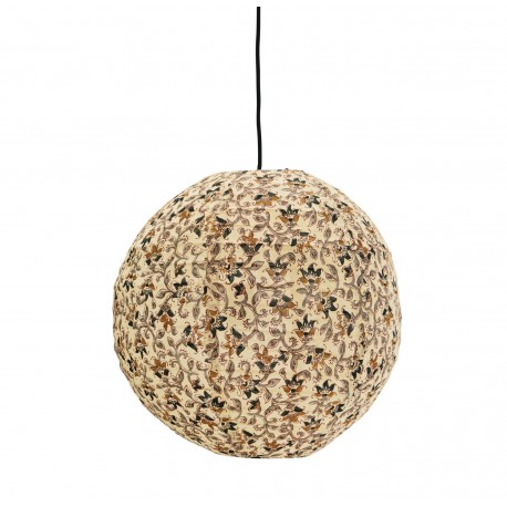 suspension sphere coton imprime fleuri jaune beige madam stoltz