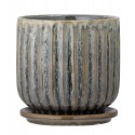 cache pot gres emaille vert artisanal soucoupe bloomingville drago