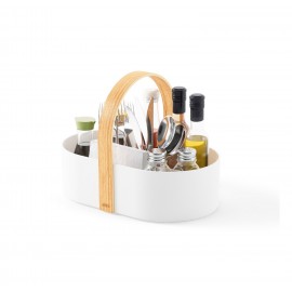 panier cosmetique rangement compartiments plastique blanc umbra