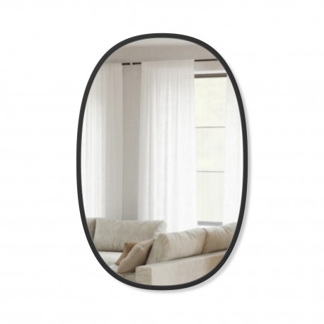 Miroir mural ovale contour en caoutchouc noir umbra hub